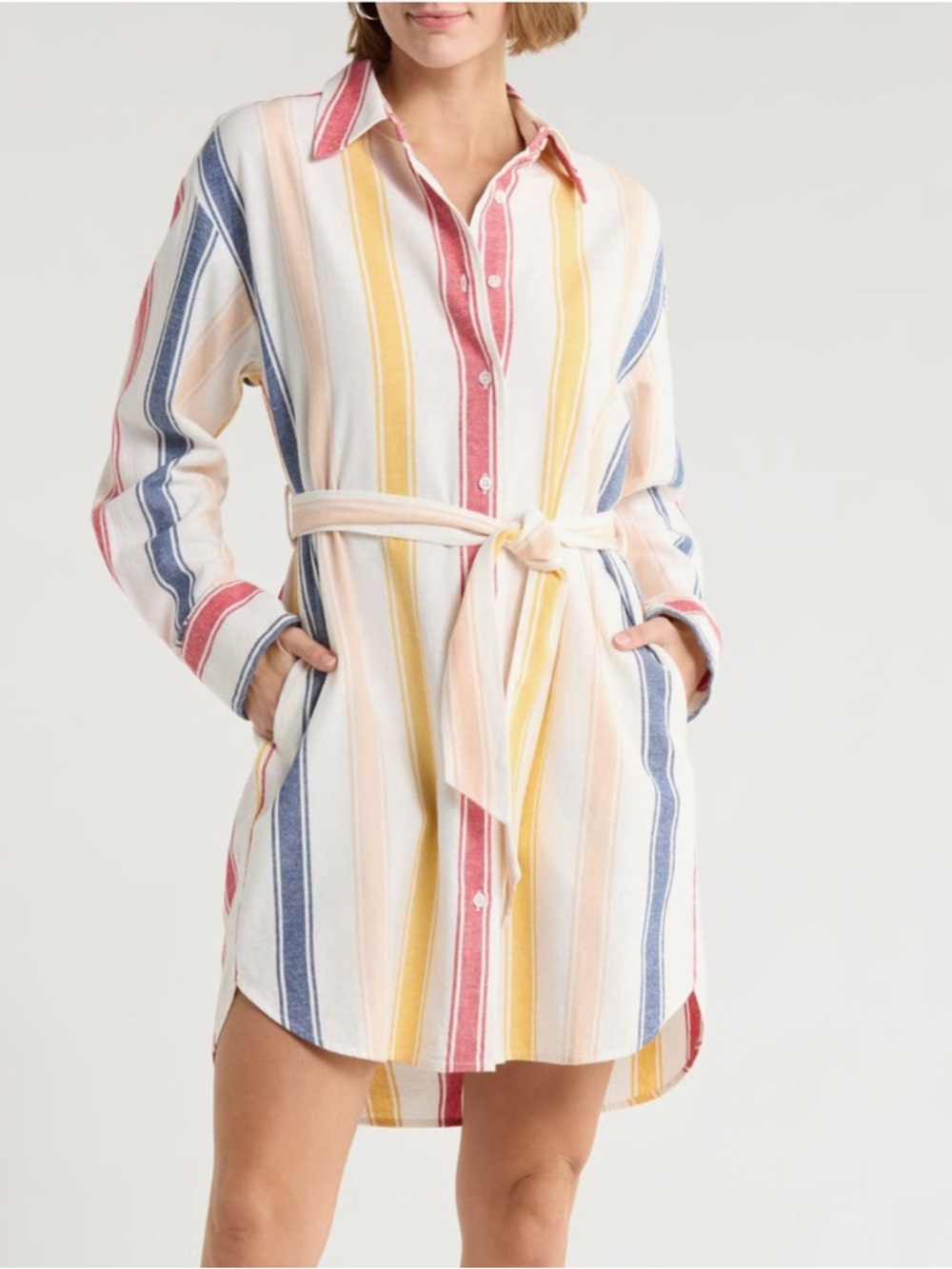 MOTHER The Roomie Frenchie Striped Linen Shirt Dress XL NWT